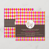 PixDezines harlequin/roze+oranje/baby shower/DIY Kaart (Voorkant / Achterkant)