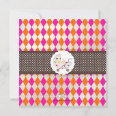 PixDezines harlequin/roze+oranje/baby shower/DIY Kaart (Achterkant)