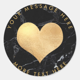 PixDezines HART FAUX GOUD + MARMER Ronde Sticker