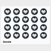 PixDezines HART FAUX ZILVER + BLAUW MARMER Ronde Sticker (Vel)