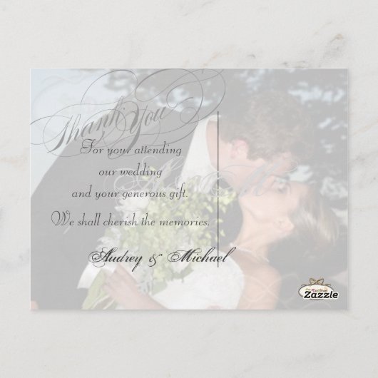 PixDezines Hart Foto Lijst/bruiloft Dank u Briefkaart (Achterkant)