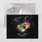 PixDezines Hart Foto Lijst/zwart/Dank u Briefkaart (Voorkant / Achterkant)