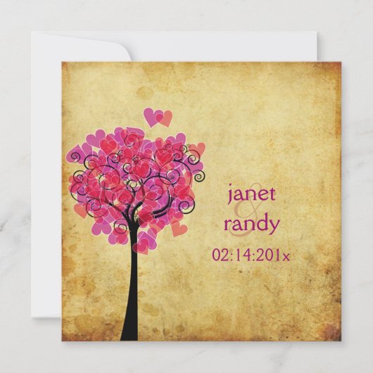 PixDezines  hartenboom, Bourgogne+rood Kaart (Voorkant)