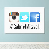 PixDezines Hashtag-feestfoto's bord Canvas Afdruk (Insitu (Houten vloer))