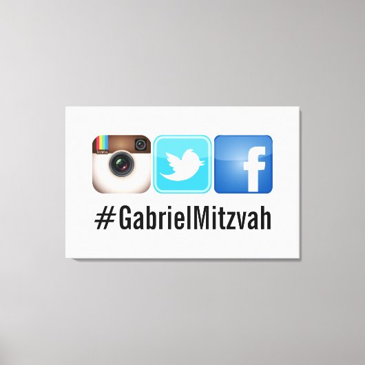 PixDezines Hashtag-feestfoto's bord Canvas Afdruk (Voorkant)