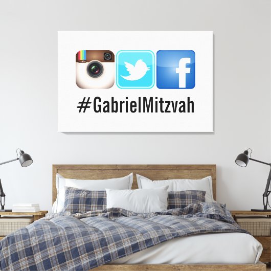 PixDezines Hashtag Feestfoto's Teken Canvas Afdruk (Insitu (Slaapkamer))