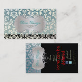 PixDezines Haute Coutour Damask, Faux Pearl Visitekaartje (Voorkant / Achterkant)