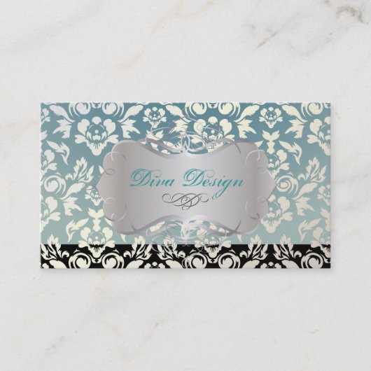 PixDezines Haute Coutour Damask, Faux Pearl Visitekaartje (Voorkant)