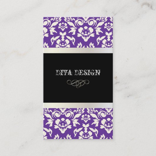 PixDezines Haute Coutour Damask, Faux Pearl Visitekaartje (Voorkant)