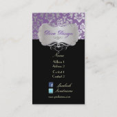 PixDezines Haute Coutour Damask, Faux Silver Visitekaartje (Achterkant)