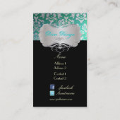PixDezines Haute Coutour Damask, Faux Silver Visitekaartje (Achterkant)