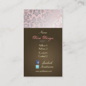 PixDezines Haute Coutour Damask, Faux Silver Visitekaartje (Achterkant)