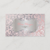 PixDezines Haute Coutour Damask, Faux Silver Visitekaartje (Voorkant)
