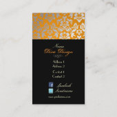 PixDezines Haute Coutour Damask, Faux Silver Visitekaartje (Achterkant)