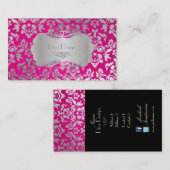 PixDezines Haute Coutour Damask, Faux Silver Visitekaartje (Voorkant / Achterkant)