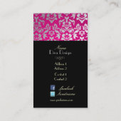 PixDezines Haute Coutour Damask, Faux Silver Visitekaartje (Achterkant)