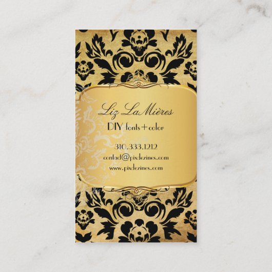 PixDezines HAUTE COUTOUR DAMASK Visitekaartje (Achterkant)