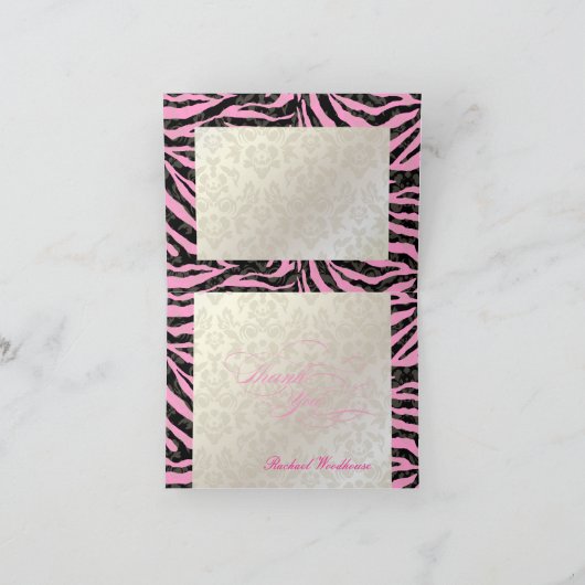 PixDezines Haute Coutour Damask+Zebra Hartelijk da Bedankkaart (Binnen)