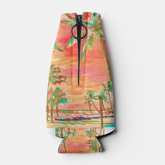 PixDezines Hawaï//Strand/Koraal/Blauwgroen Flesjeskoeler (Achterkant)