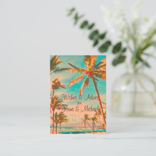PixDezines  Hawaiaans strand/blauwgroen Advieskaart (Staand voorkant)