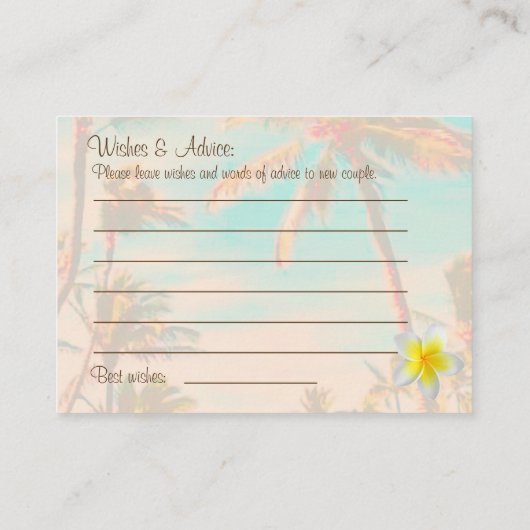 PixDezines  Hawaiaans strand/blauwgroen Advieskaart (Achterkant)