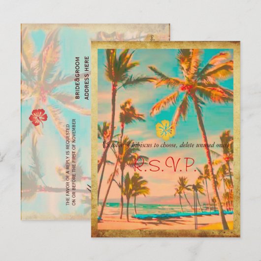 PixDezines Hawaiaans strand/blauwgroen Uitnodiging Briefkaart (Voorkant / Achterkant)