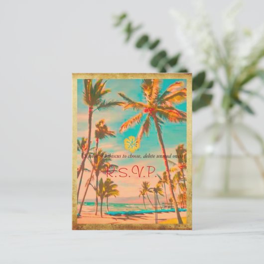 PixDezines  Hawaiaans strand/blauwgroen Uitnodiging Briefkaart (Staand voorkant)