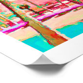 PixDezines Hawaiaans strand/Roze/Turquoise Poster (Hoek)