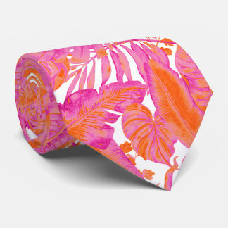 PixDezines Hawaiaanse Jungle Hot Roze Oranje Stropdas
