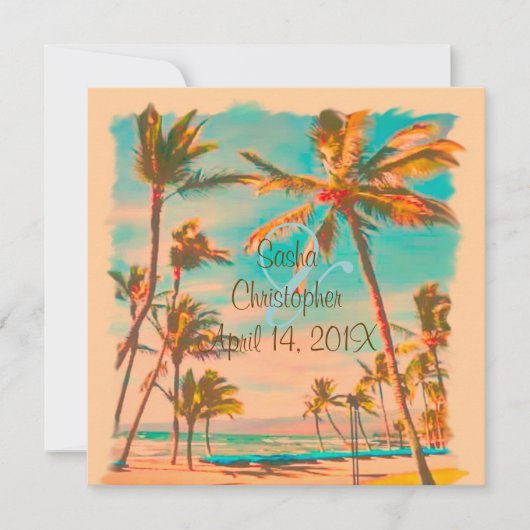 PixDezines  HAWAÏAN BEACH/BLAUWGROEN/DIY Bckgrnd Kaart (Voorkant)