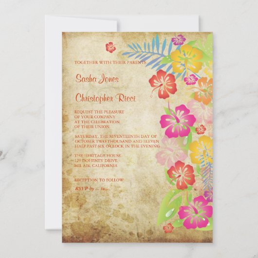 PixDezines HAWAÏAN HIBISCUS/DIY EVENT Kaart (Achterkant)