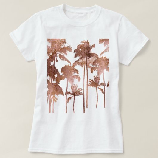 PixDezines Hawaii, Aloha Palm Trees/Faux Roos Gold T-shirt (Design voorkant)