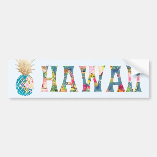 PixDezines Hawaii Ananas Bumpersticker (Voorkant)
