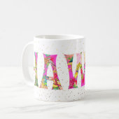 PixDezines Hawaii Ananas Collage Waterverf Koffiemok (Voorkant links)