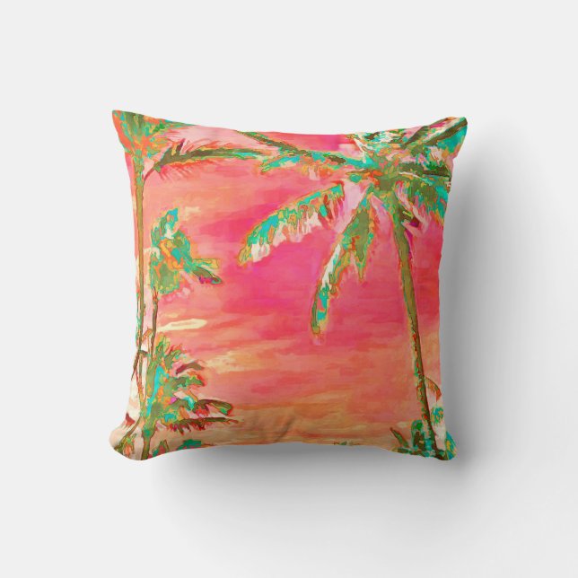 PixDezines  Hawaii Beach/Coral/Blauwgroen Kussen (Voorkant)