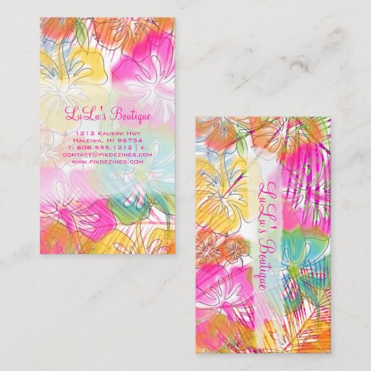 PixDezines Hawaii Hibiscus waterverf beïnvloedt Visitekaartje (Voorkant / Achterkant)