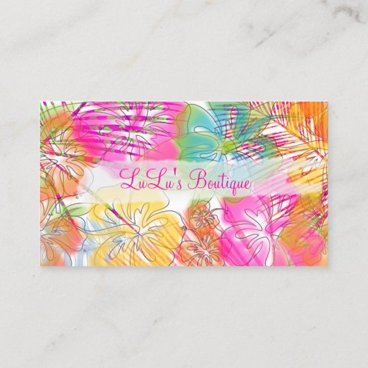 PixDezines Hawaii Hibiscus waterverf beïnvloedt Visitekaartje (Achterkant)