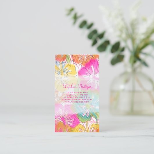 PixDezines Hawaii Hibiscus waterverf beïnvloedt Visitekaartje (Staand voorkant)