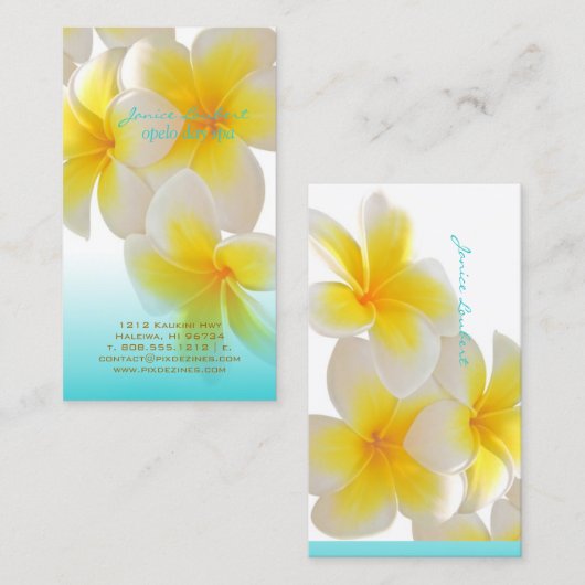 PixDezines Hawaii Plumeria Visitekaartje (Voorkant / Achterkant)
