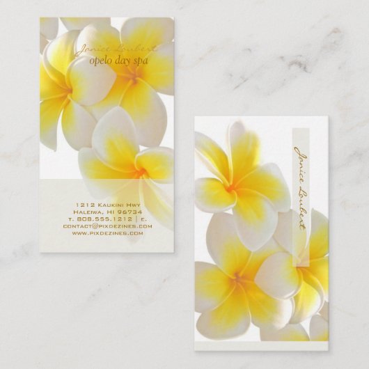 PixDezines Hawaii Plumeria Visitekaartje (Voorkant / Achterkant)