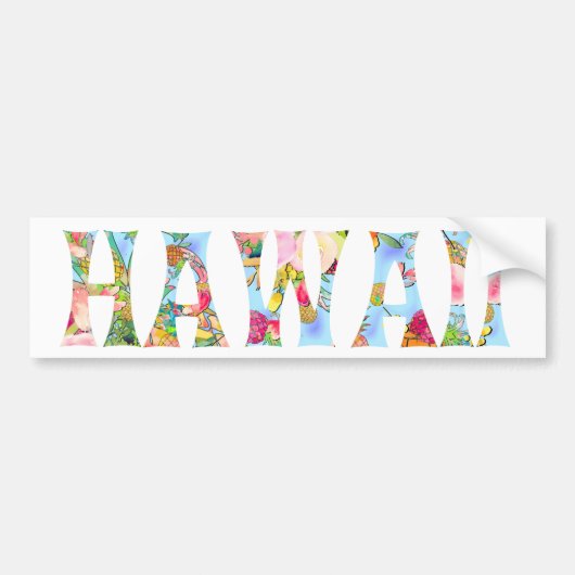 PixDezines Hawaii Tiki Typografie Bumpersticker (Voorkant)