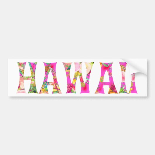 PixDezines Hawaii Tiki Typografie Bumpersticker (Voorkant)