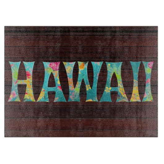 PixDezines Hawaii, TIKI TYPOGRAPHY+Wood Textuur Snijplank (Voorkant)