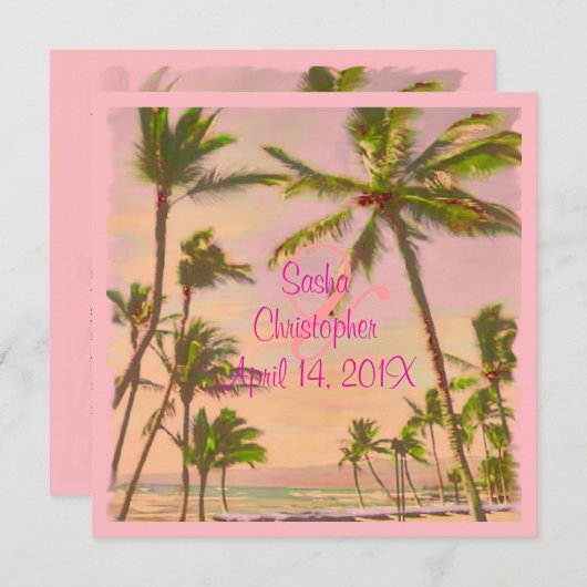 PixDezines hawaiiaans strand/roze Kaart (Voorkant / Achterkant)