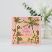 PixDezines hawaiiaans strand/roze Kaart (Staand voorkant)