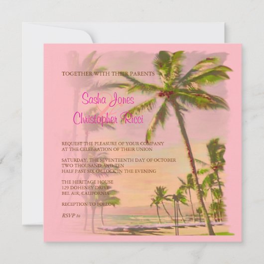 PixDezines hawaiiaans strand/roze Kaart (Achterkant)