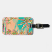 PixDezines  hawaiiaans strand scene/blauwgroen Bagagelabel (Voorkant horizontaal)