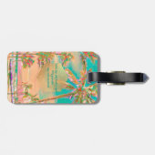 PixDezines  hawaiiaans strand scene/blauwgroen Bagagelabel (Achterkant horizontaal)
