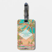 PixDezines  hawaiiaanse strandscène/blauwgroen Bagagelabel (Achterkant verticaal)