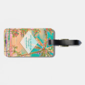 PixDezines  hawaiiaanse strandscène/blauwgroen Bagagelabel (Achterkant horizontaal)